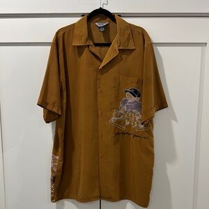 Casual Brown Button Down Shirt with Camp Collar